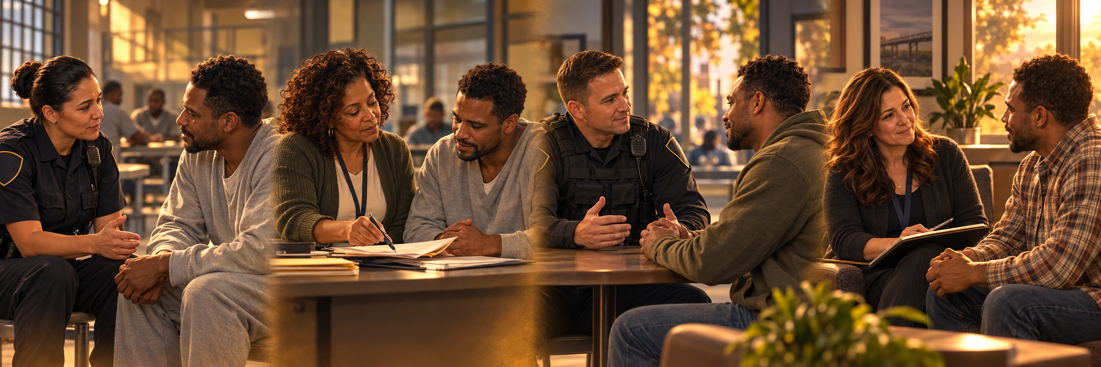 Professionals — four scenes of support and connection